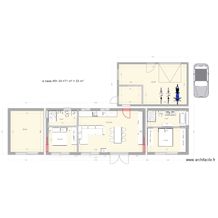 IS_45 phase II. Plan de 6 pièces et 112 m2