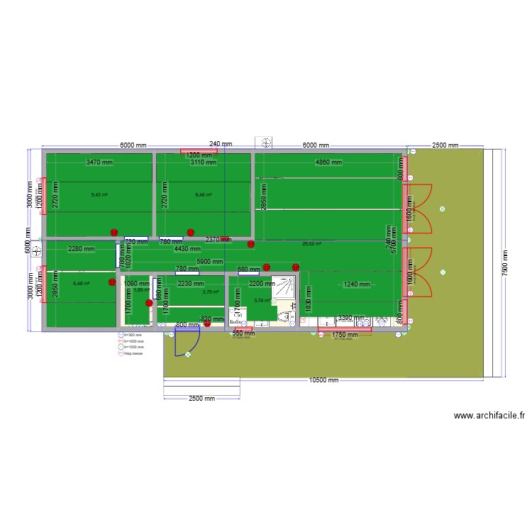 Быково осн эл ТП. Plan de 8 pièces et 91 m2