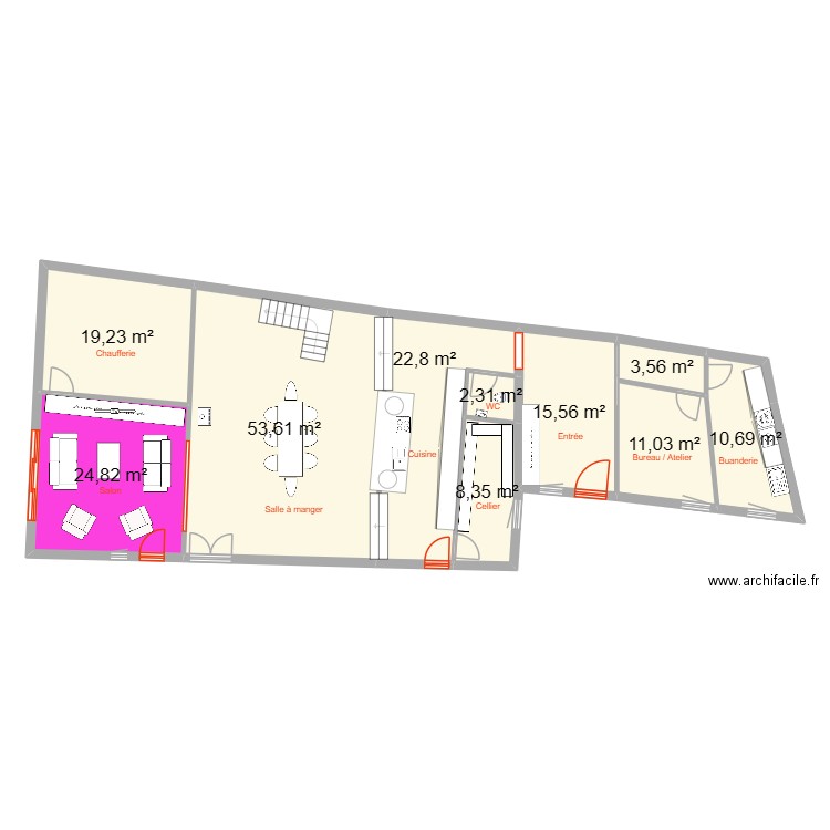 Maison Auxonne. Plan de 22 pièces et 355 m2