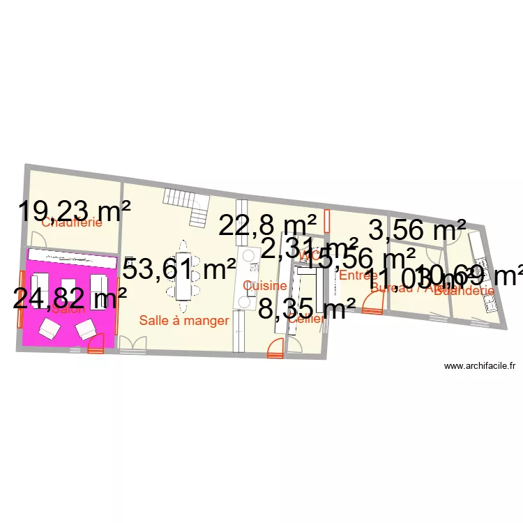 Maison Auxonne. Plan de 22  et 355 m²