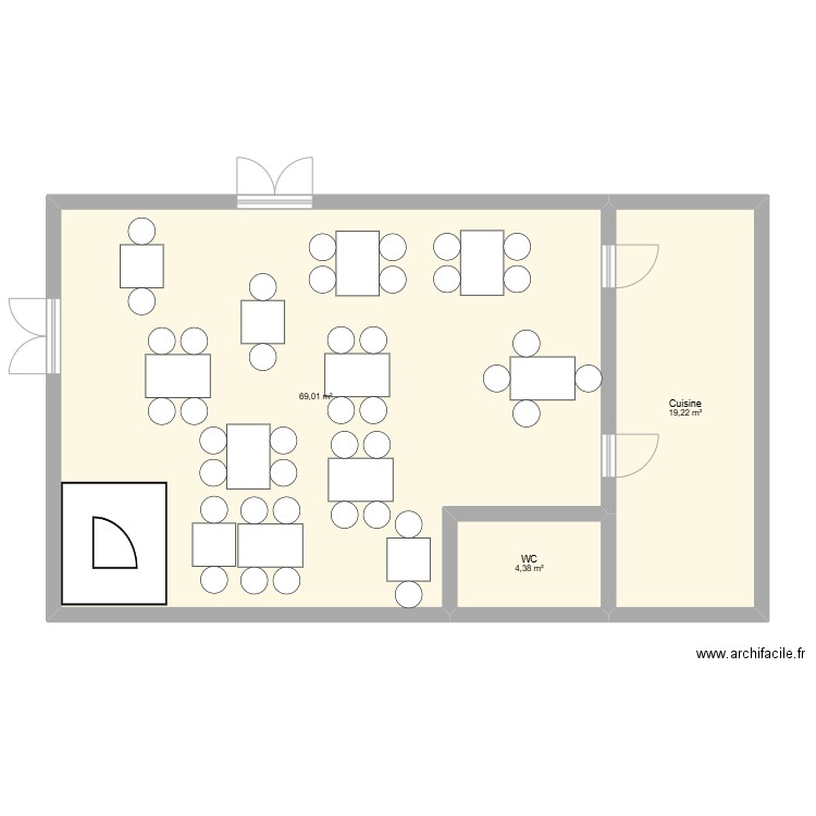 SALLE RESTAURANT 2. Plan de 3 pièces et 93 m2