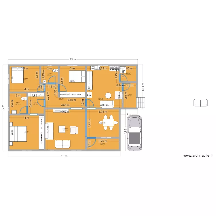 Sssss. Plan de 13  et 124 m²
