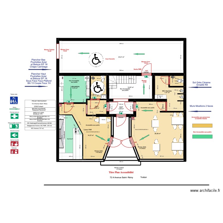 amid. Plan de 116 pièces et 1590 m2