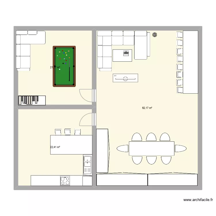 maison. Plan de 3  et 106 m²