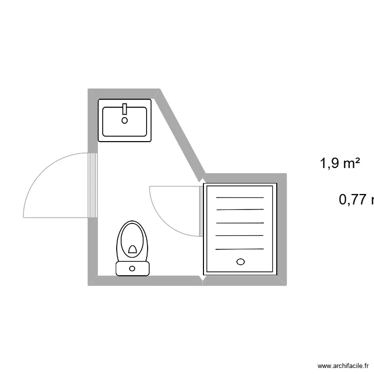 Chantier Garcia. Plan de 2 Pièces et 3 m²