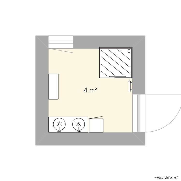 Plan salle de bain. Plan de 1 pièce et 4 m2