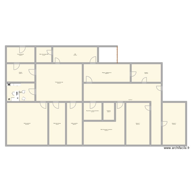 Creche petit pas. Plan de 17 pièces et 402 m2