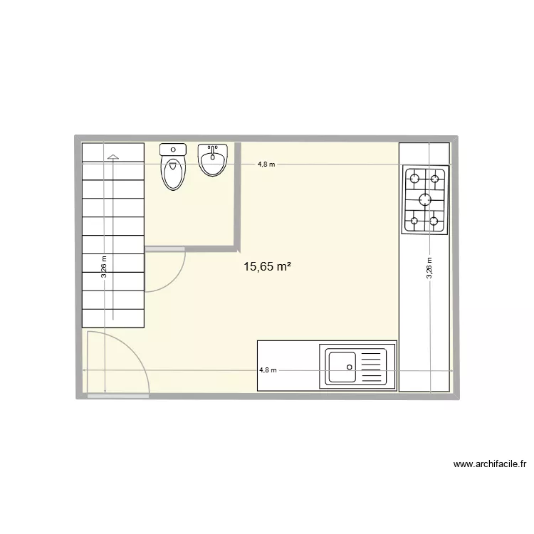 plan rdc existant. Plan de 1 Pièce et 16 m² plan rdc existant. Plan de 1 Pièce et 16 m²