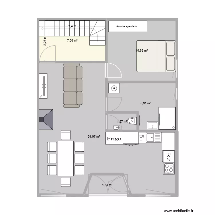 rez de chaussée. Plan de 6 Pièces et 60 m² rez de chaussée. Plan de 6 Pièces et 60 m²