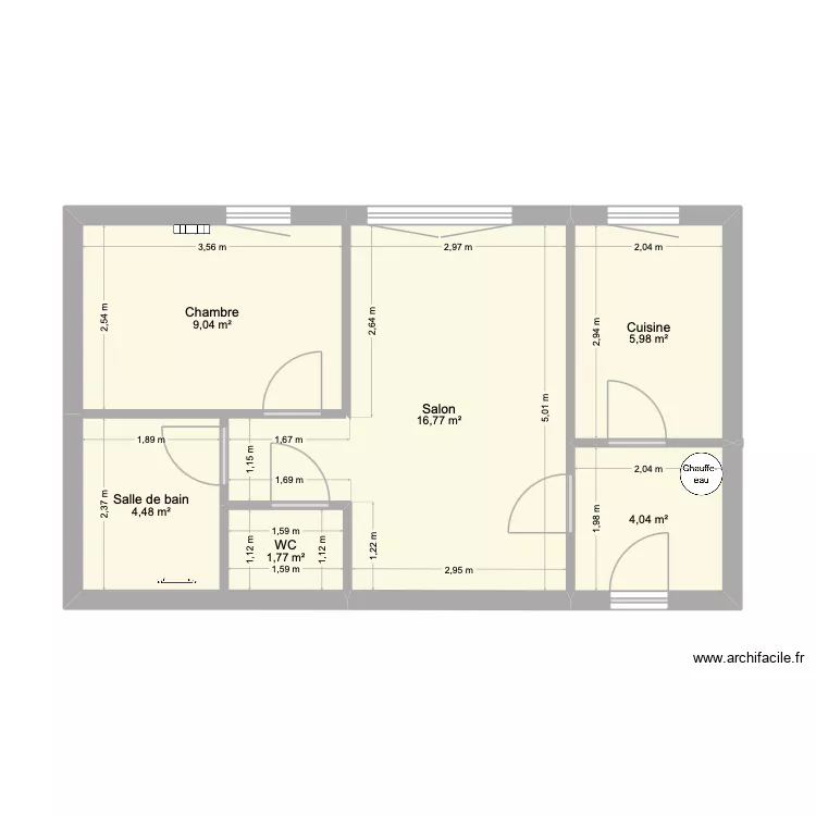 Proust. Plan de 6  et 42 m²