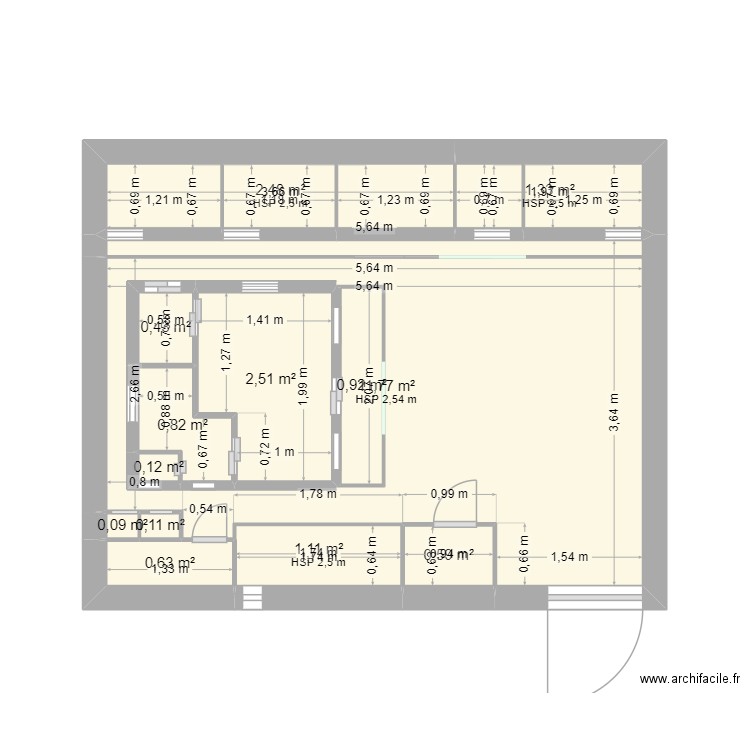 2997. Plan de 13 pièces et 29 m2