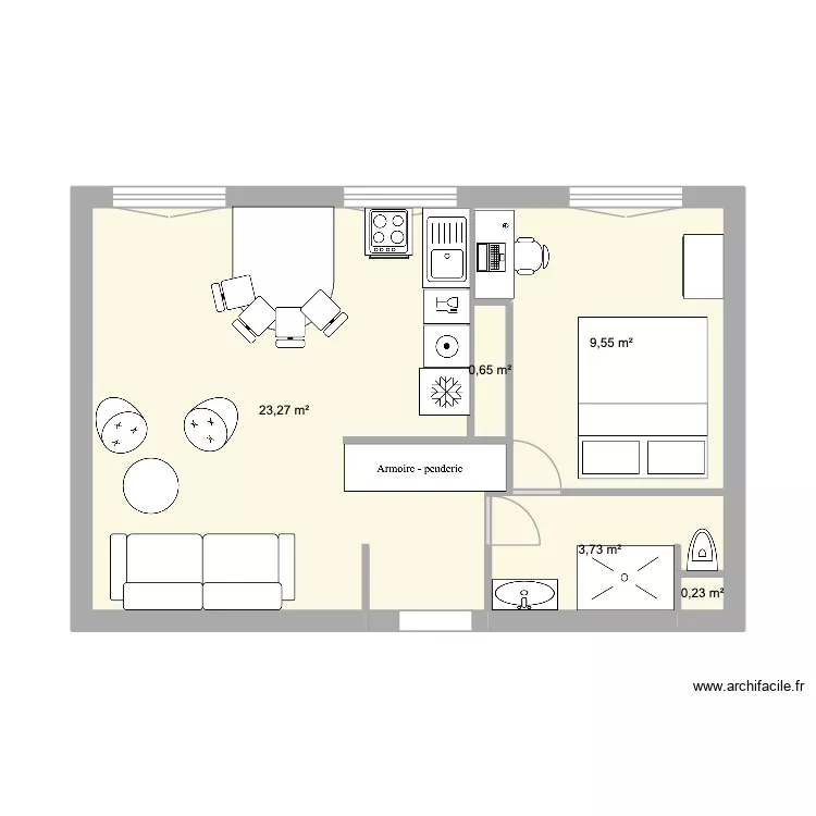 RENO. Plan de 5  et 37 m²