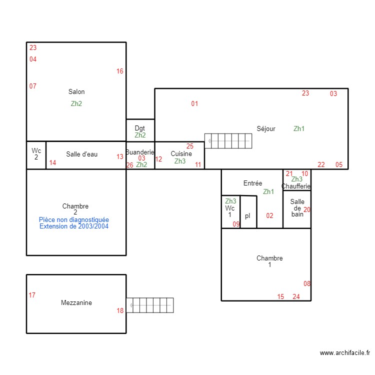 LOCTUDY LEFERRAND. Plan de 13 pièces et 78 m2