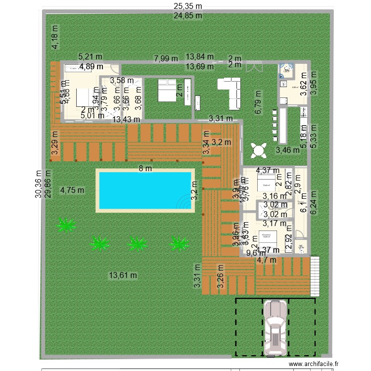 Nosybe. Plan de 8 pièces et 78 m2