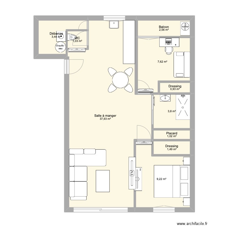 PLAN APPART. Plan de 10 pièces et 69 m2