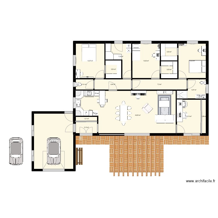 p01. Plan de 17 pièces et 167 m2