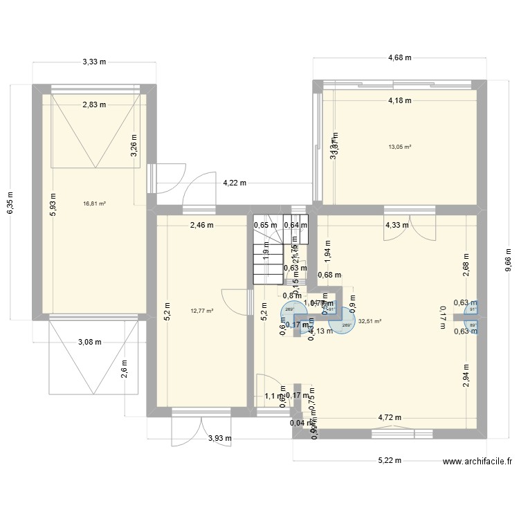 Plan Charles GArnier. Plan de 4 pièces et 75 m2