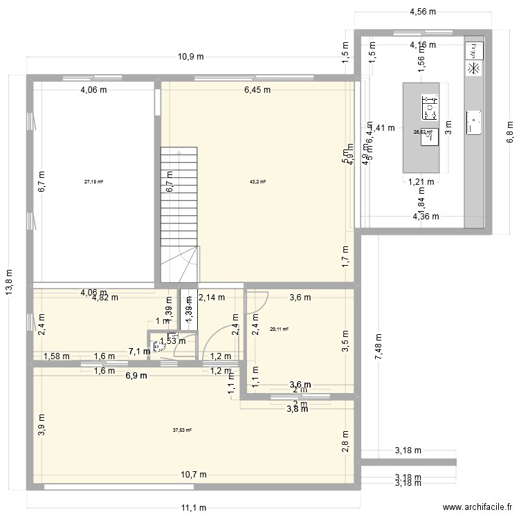 cassou 1. Plan de 5 pièces et 164 m2