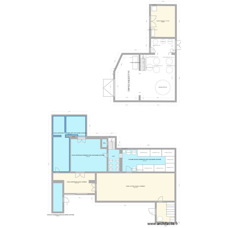 LOCAUX VERGET ETAGE 1. Plan de 11 pièces et 316 m2