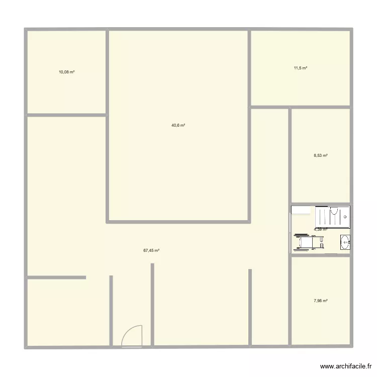 plan sdb. Plan de 7 pièces et 151 m²