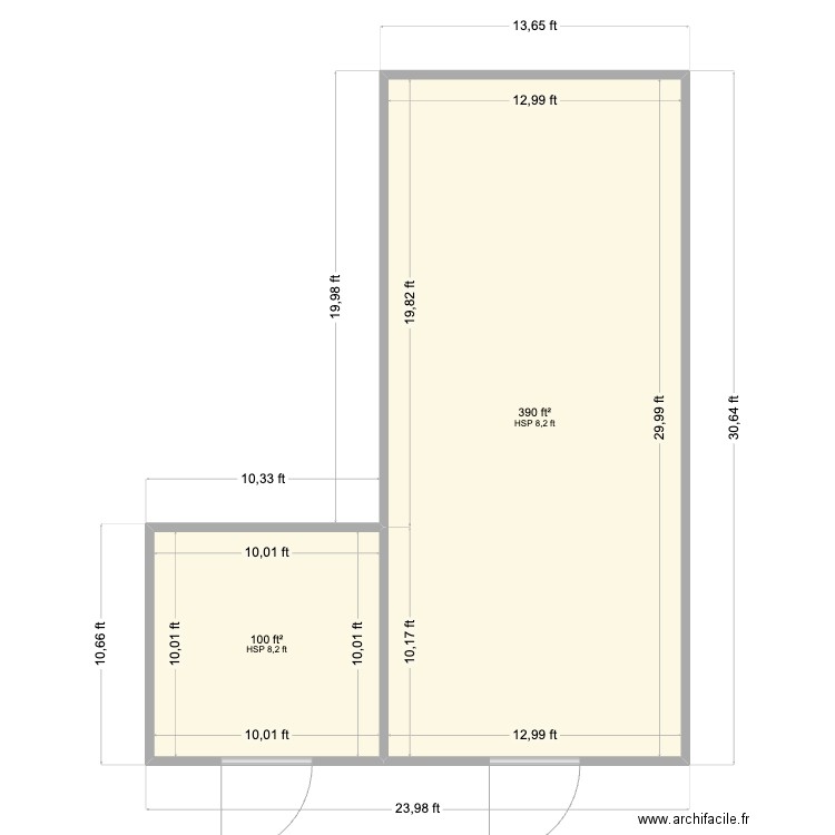 STL Plant 2 Shared Wall. Plan de 2 pièces et 46 m2