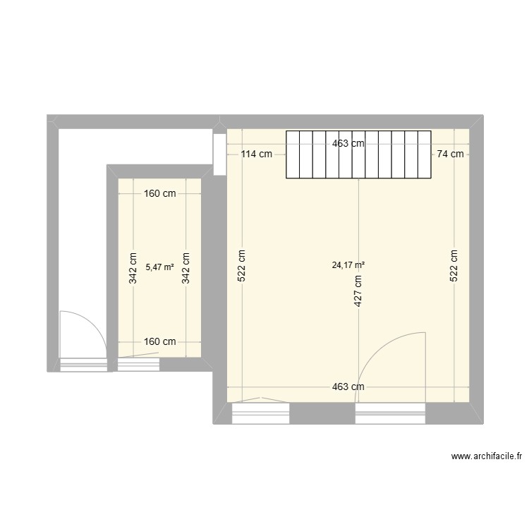 RDC BIS MAISON. Plan de 2 pièces et 30 m2