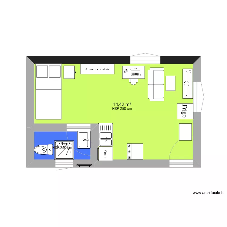 Chambre am&eacute;ricaine 1. Plan de 