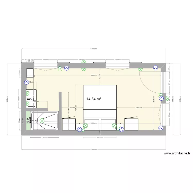 Salle de bain YEU. Plan de 