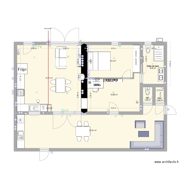 Projet Maison v2. Plan de 8 pièces et 102 m2