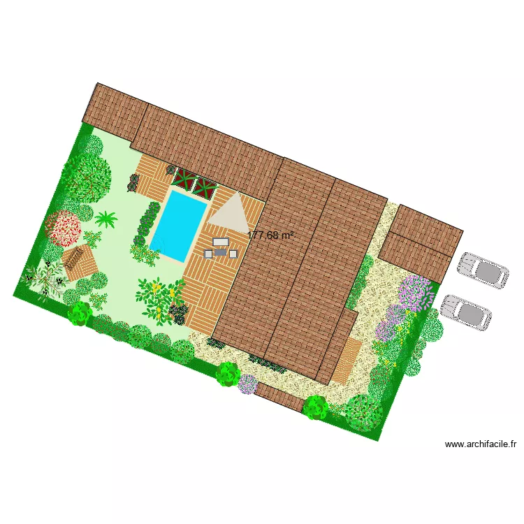 Plan jardin TN V1. Plan de 1  et 178 m²