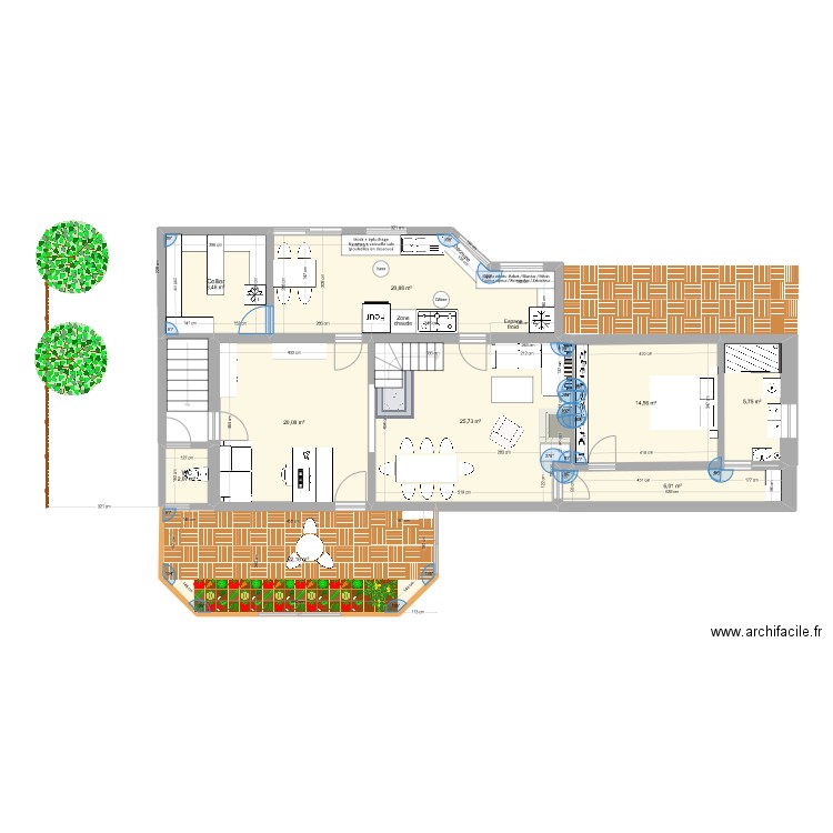 Projet au 19/11/2024. Plan de 20 pièces et 195 m2