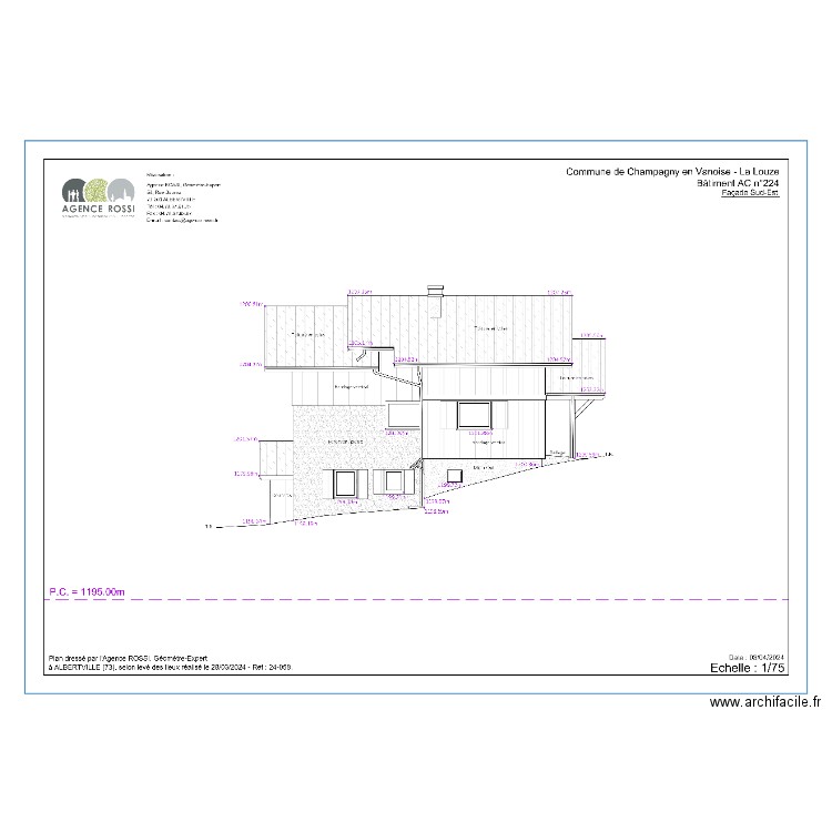 Existant Façade Sud Est. Plan de 0 pièce et 0 m2