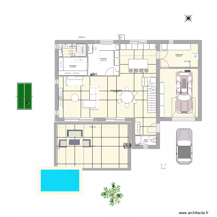 Newguzargues Basique niche. Plan de 15  et 215 m²