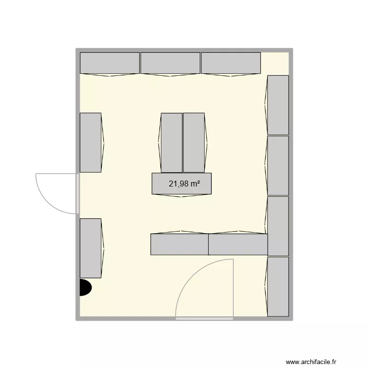 Vestiaire. Plan de 1 et 22 m² Vestiaire. Plan de 1 et 22 m²