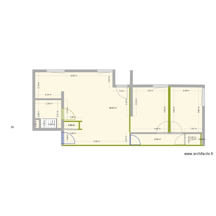appar fouras. Plan de 5 pièces et 65 m2