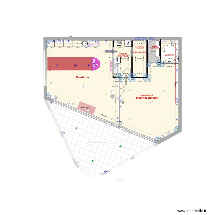 Local V22. Plan de 4 pièces et 86 m2