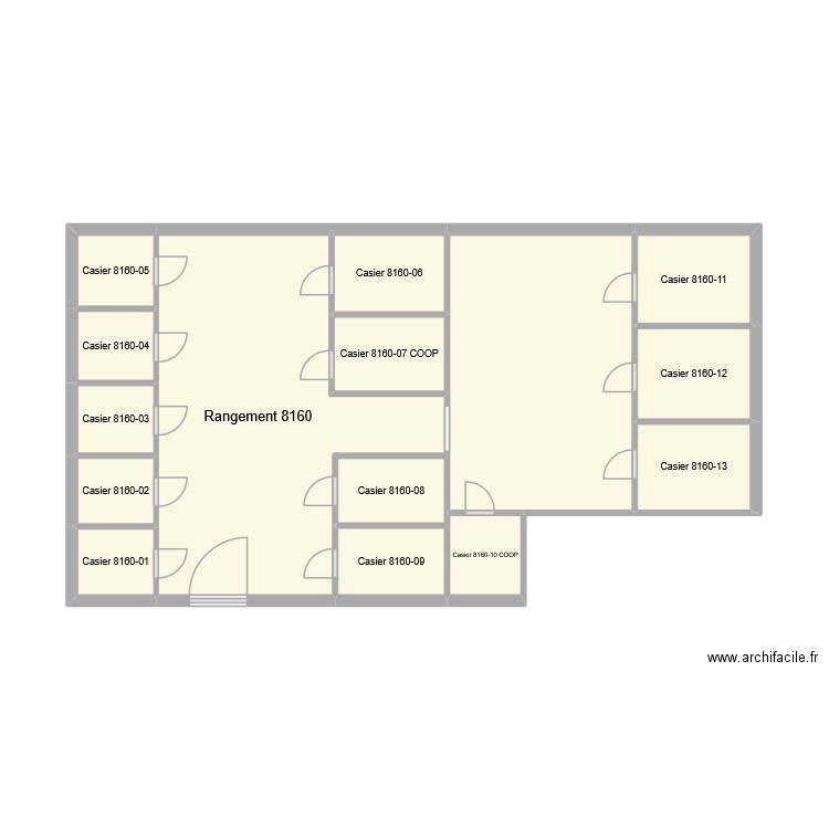 Rangement 8160. Plan de 15 pièces et 41 m2