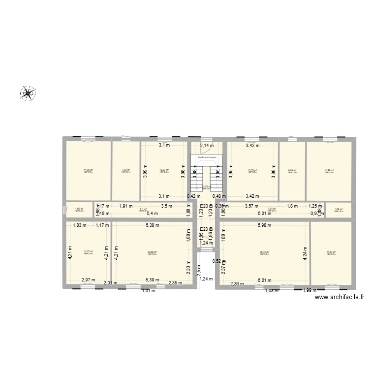 hendayue. Plan de 66 pièces et 694 m2