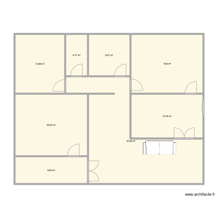 Home Théatre Dijon. Plan de 8 pièces et 128 m2