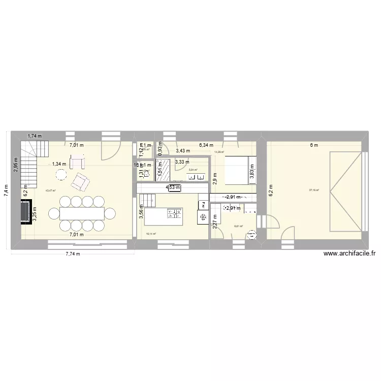 Maison Toilette et salle de bain aveugle + garage. Plan de 18 et 264 m² Maison Toilette et salle de bain aveugle + garage. Plan de 18 et 264 m²