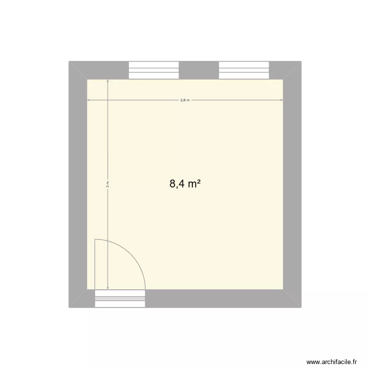 Salle de bains du haut. Plan de 1  et 8 m²