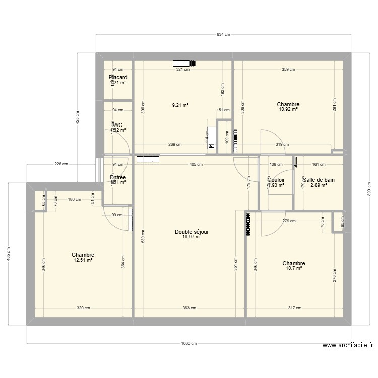 Carriere Appt 1er et 2eme. Plan de 14 pièces et 73 m2