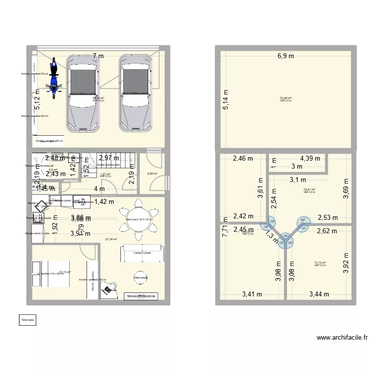 BI FAMILLE. Plan de 10  et 175 m²
