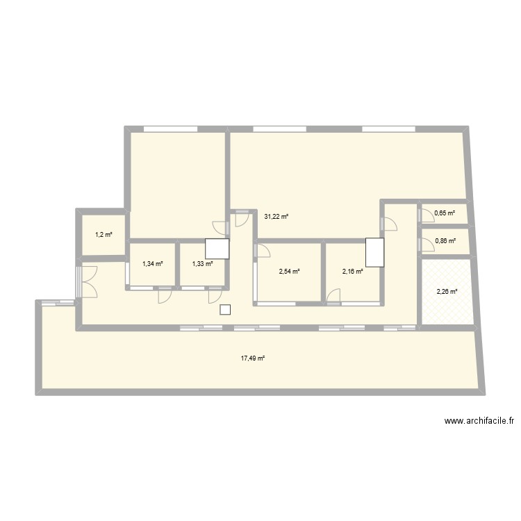 6 - 22. Plan de 10 pièces et 61 m2