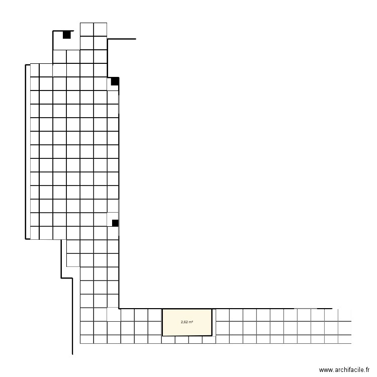 hoffer. Plan de 1 pièce et 3 m2