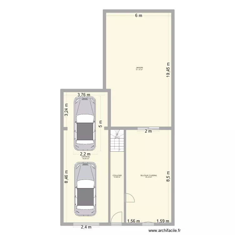 Maison droite Plan rdc futur. Plan de 4 Pièces et 157 m²