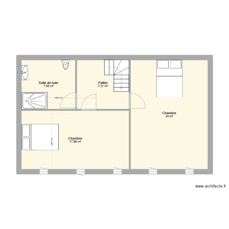 LAPOIRE R+1. Plan de 4 pièces et 57 m2