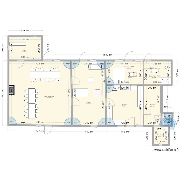 juif rdc aménagement. Plan de 9 pièces et 153 m2