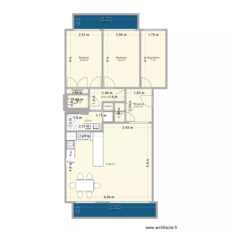 Plan modifié version théo avec cuisine. Plan de 13 et 83 m² Plan modifié version théo avec cuisine. Plan de 13 et 83 m²