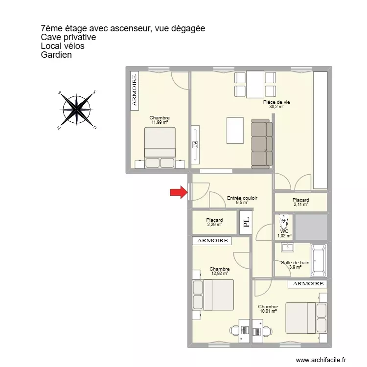 DEL P2. Plan de 10 Pièces et 86 m²
